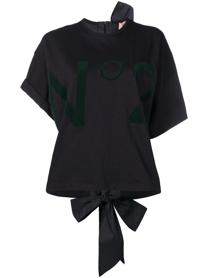 No21 Logo Velvet T-shirt - Black