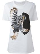 Neil Barrett Mechanical Owl Print T-shirt, Women's, Size: Large, White, Cotton