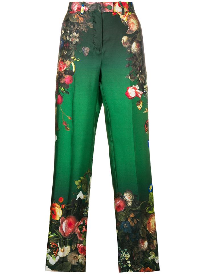 F.r.s For Restless Sleepers Floral Embroidered Trousers - Green