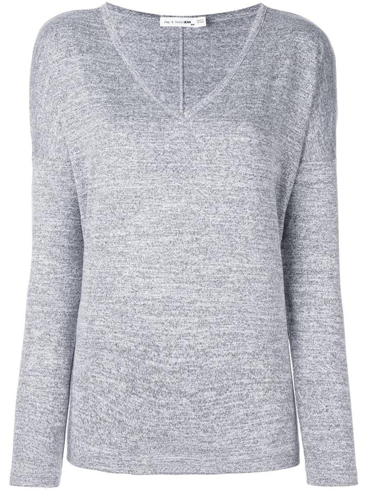 Rag & Bone /jean Melange V Neck Jumper, Women's, Size: Medium, Grey, Rayon/polyester/spandex/elastane
