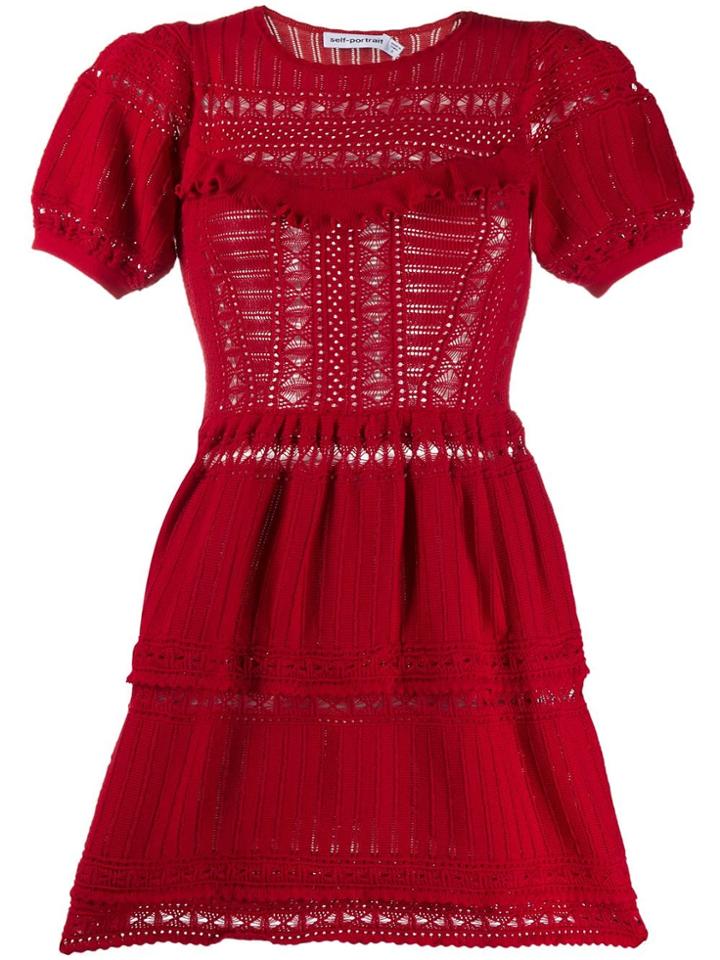 Self-portrait Knitted Mini Dress - Red