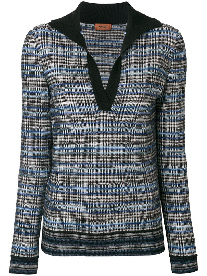 Missoni V-neck Plaid Jumper - Blue