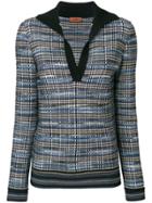Missoni V-neck Plaid Jumper - Blue