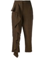 Dondup Ruffle Panel Cropped Trousers - Brown