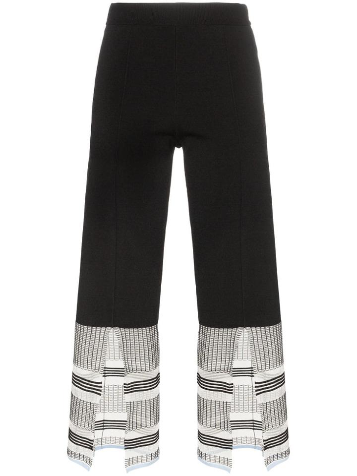 I-am-chen Cropped Front Split Detail Trousers - Black
