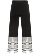 I-am-chen Cropped Front Split Detail Trousers - Black