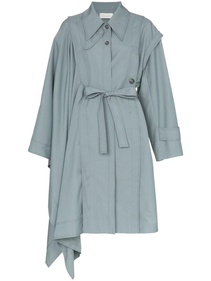 Low Classic Unbalance Cape Coat - Blue