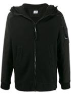 Cp Company Brushed Fleece Zipped Hoodie - Black