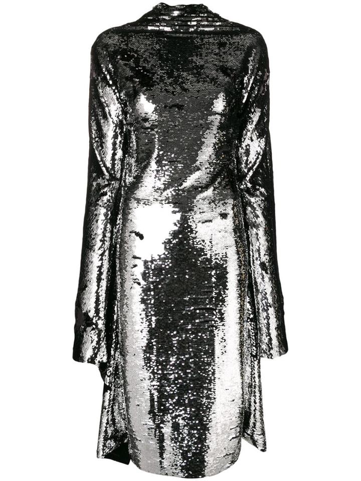 Paula Knorr Asymmetric Sequin Midi Dress - Metallic