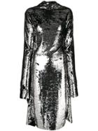 Paula Knorr Asymmetric Sequin Midi Dress - Metallic