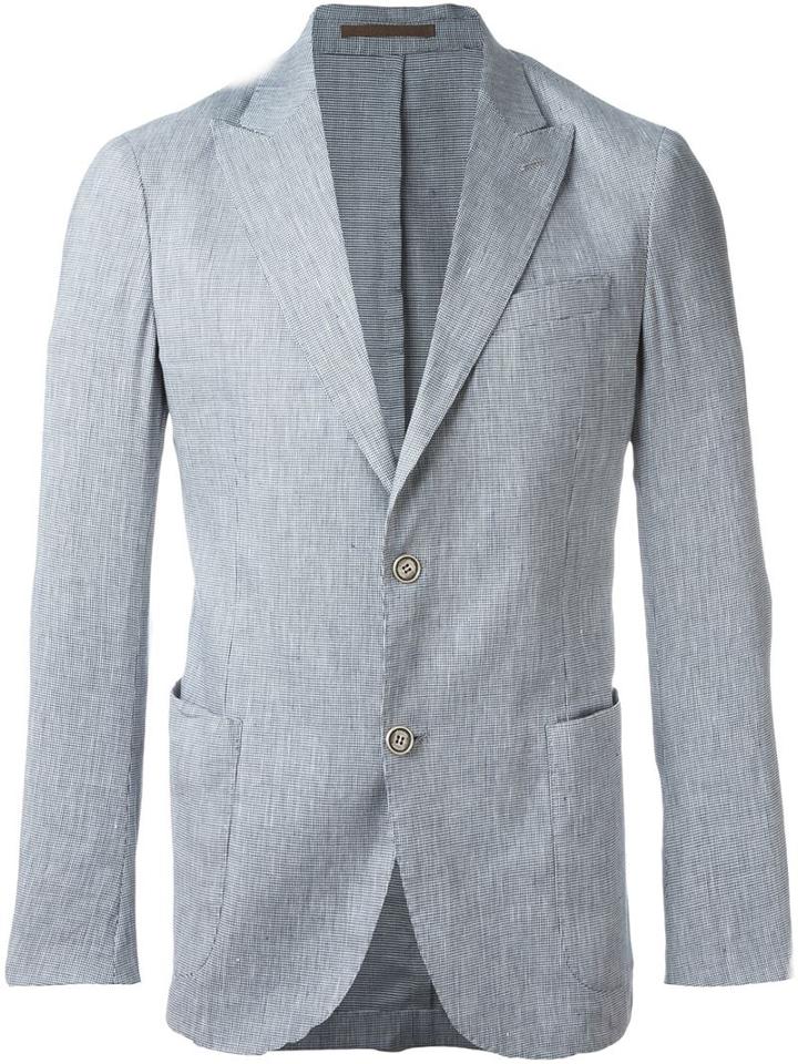 Eleventy Melange Sport Jacket, Men's, Size: 48, Blue, Linen/flax/cotton/spandex/elastane