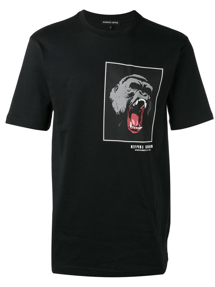 Markus Lupfer Gorilla Print T-shirt, Men's, Size: Small, Black, Cotton