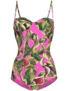 Dolce & Gabbana Printed Balconette Swimsuit - Pink & Purple