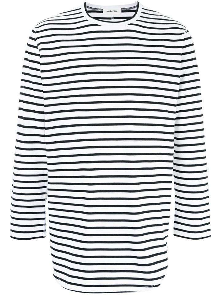 Monkey Time Striped Long Sleeve T-shirt - White