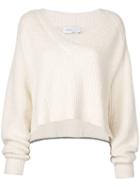 Rosetta Getty Cropped V-neck Sweater - White