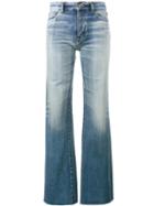 Saint Laurent Raw-cut Flared Jeans, Women's, Size: 28, Blue, Cotton