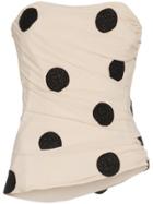 Jacquemus Polka Dot Embroidered Crepe Top - Nude & Neutrals