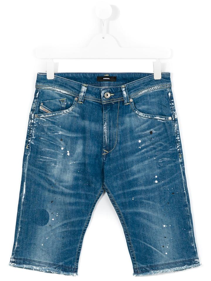 Diesel Kids Stretch Denim Shorts, Boy's, Size: 14 Yrs, Blue