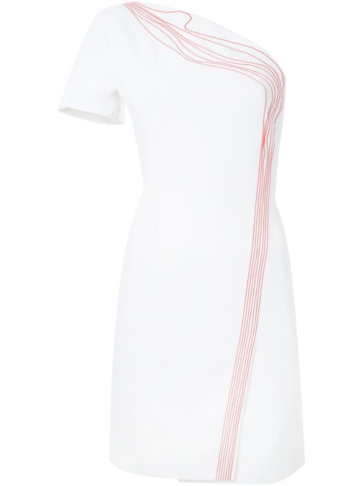 Mugler Embroidered Detail One-shoulder Dress - White