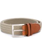 Canali Braided Elastic Belt, Men's, Size: 100, Nude/neutrals, Leather/spandex/elastane