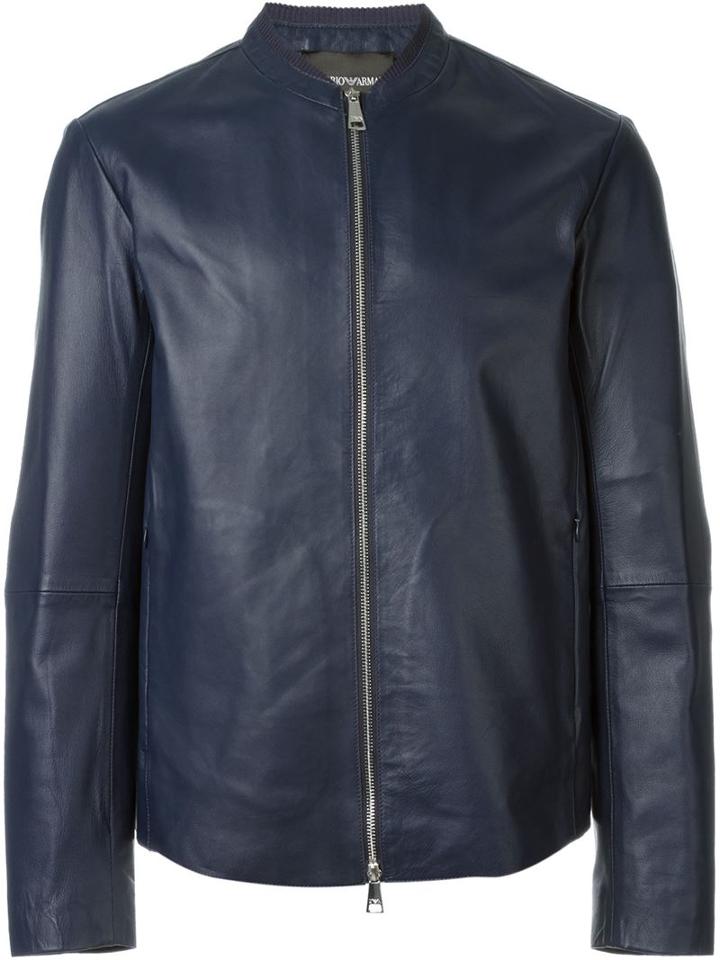 Emporio Armani Zip Front Leather Jacket