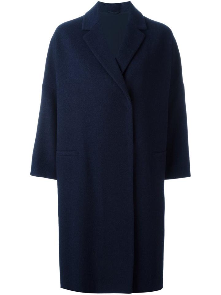 Brunello Cucinelli Oversized Coat, Women's, Size: 42, Blue, Silk/acetate/cupro/brass