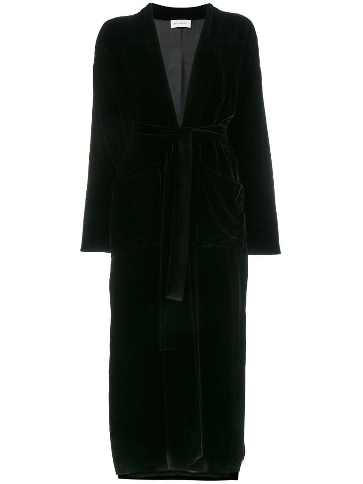 Beau Souci Embroidered Velvet Wrap Jacket - Black