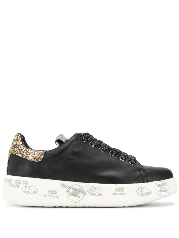 Premiata Platform Glitter Sneakers - Black
