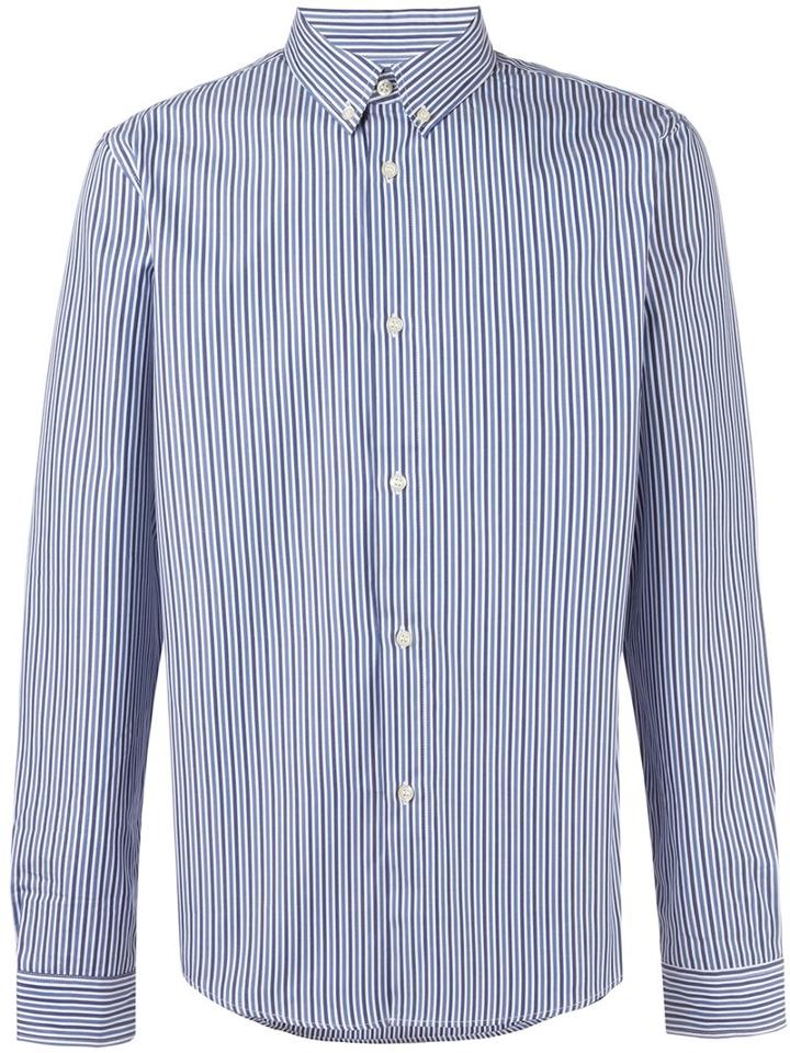 A.p.c. Striped Button Down Shirt, Men's, Size: Small, Blue, Cotton