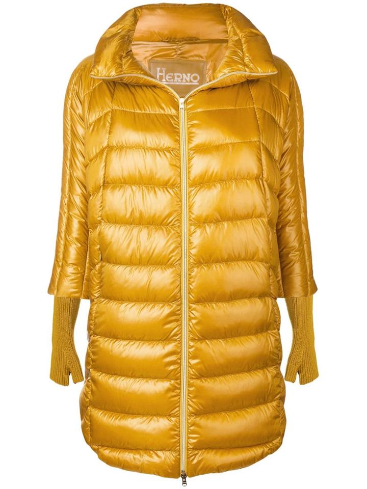 Herno Padded High Neck Coat - Yellow & Orange