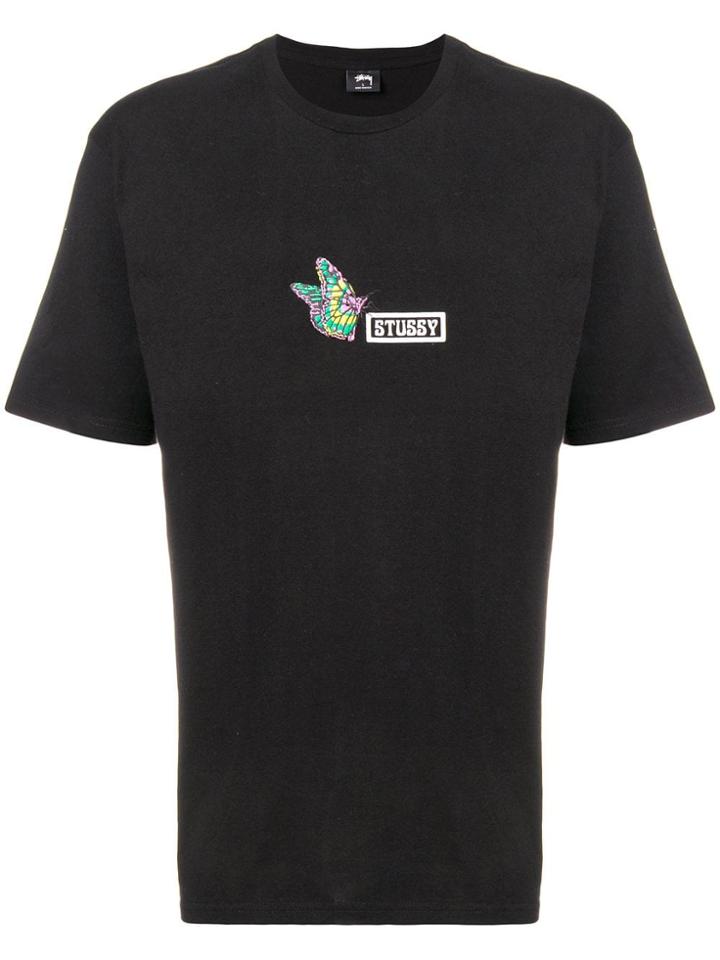 Stussy Butterfly Embroidered T-shirt - Black