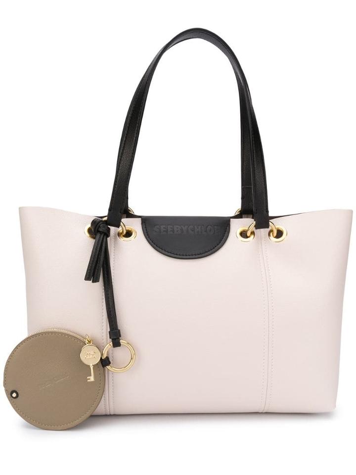See By Chloé Logo Charm Tote Bag - Neutrals