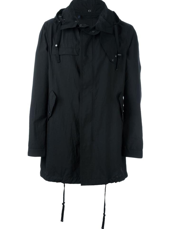 Lanvin Hooded Zip-up Parka, Men's, Size: 50, Black, Cotton/polyamide
