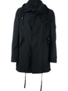 Lanvin Hooded Zip-up Parka, Men's, Size: 50, Black, Cotton/polyamide