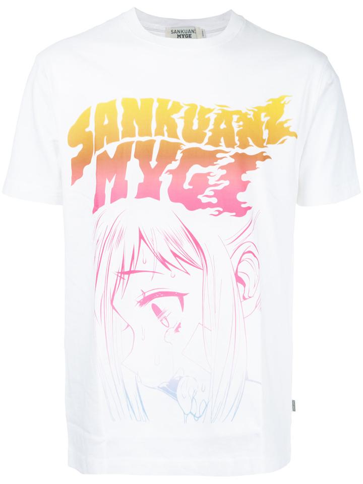 Sankuanz - Printed T-shirt - Men - Cotton - L, White, Cotton