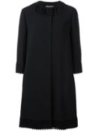 Dolce & Gabbana Crochet Collar Coat, Women's, Size: 42, Black, Acetate/viscose/polyester/silk