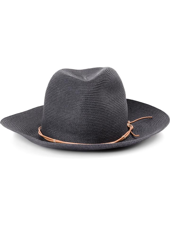 Kijima Takayuki Straw Hat, Men's, Grey, Calf Leather/polyester/japanese Paper