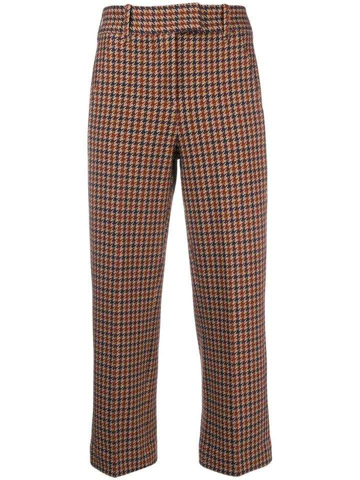 Circolo 1901 Cropped Plaid Trousers - Brown