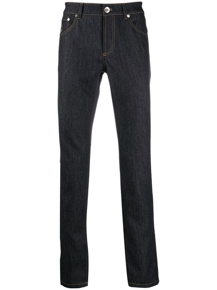 Brunello Cucinelli Contrast Stitch Straight Jeans - Blue