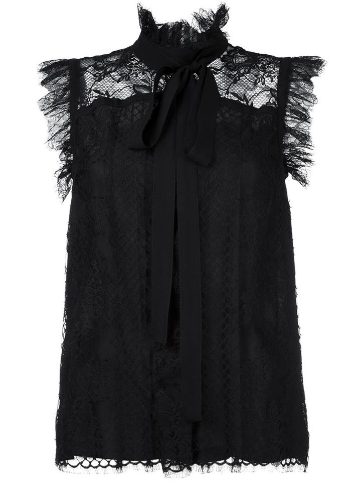 Elie Saab Lace Sleeveless Blouse, Women's, Size: 42, Black, Silk/polyamide/cotton