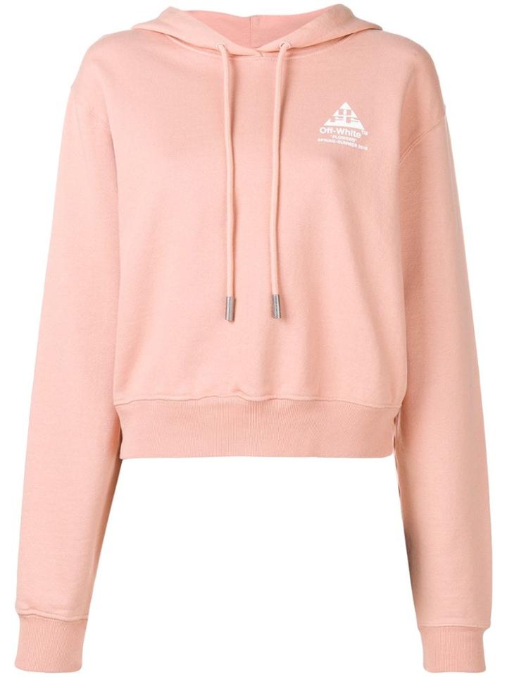 Off-white Graphic Print Hoodie - Pink