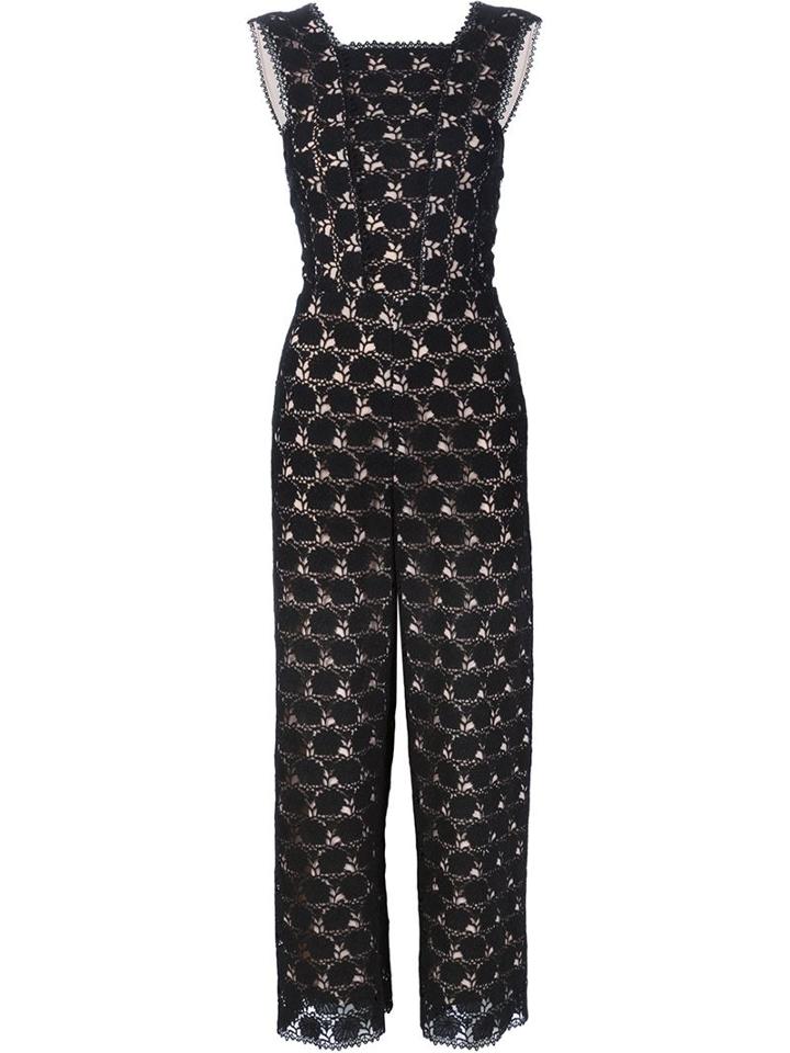 Yigal Azrouel Hibiscus Lace Jumpsuit, Women's, Size: 10, Black, Polyester