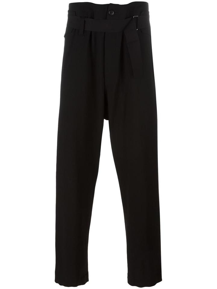 Ann Demeulemeester Blanche Drawstring Trousers, Men's, Size: Large, Black, Spandex/elastane/virgin Wool/cotton