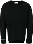 Ambush Contrast Stitch Distressed Sweater - Black
