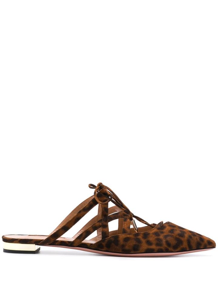 Aquazzura Leopard Print Mules - Neutrals