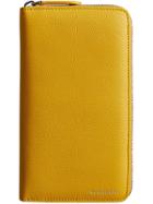 Burberry Grainy Leather Ziparound Wallet - Yellow & Orange