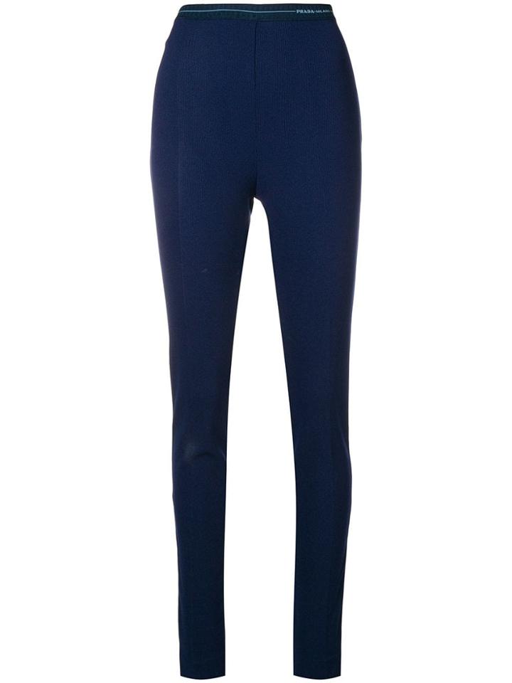 Prada Logo Waistband Leggings - Blue