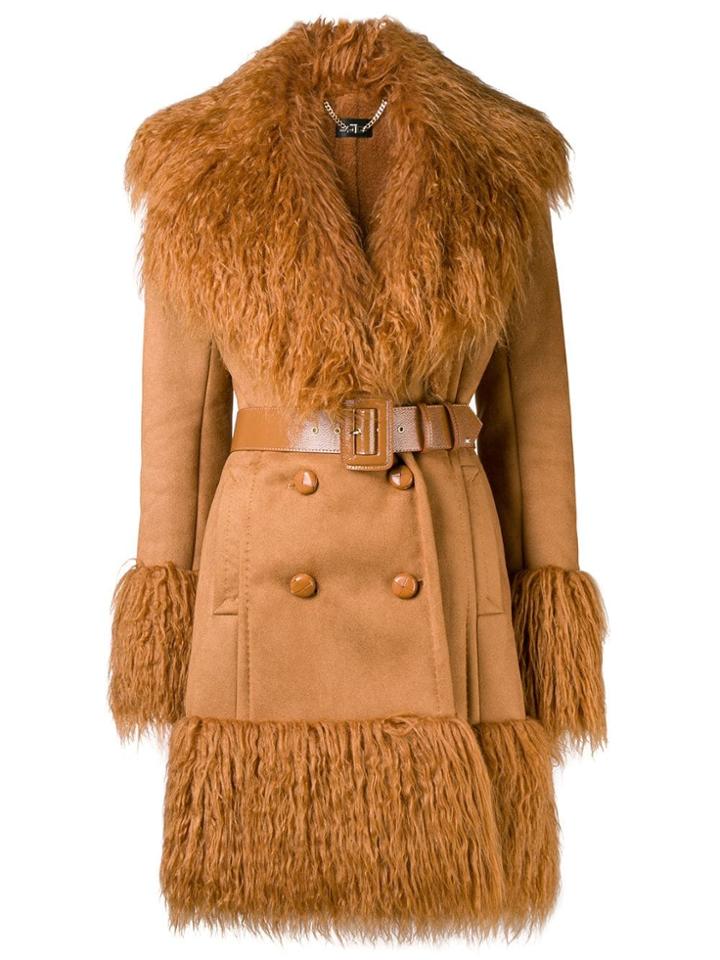 Elisabetta Franchi Shaggy Trimmed Trench Coat - Neutrals