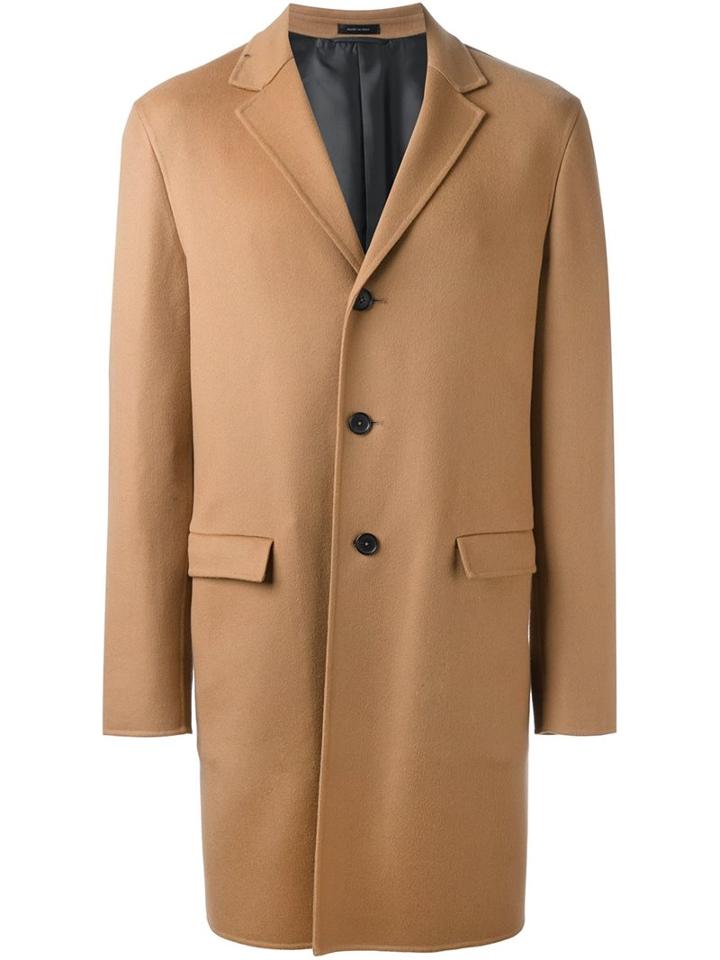 Jil Sander Single Breasted Coat, Men's, Size: 48, Nude/neutrals, Cupro/cashmere/virgin Wool