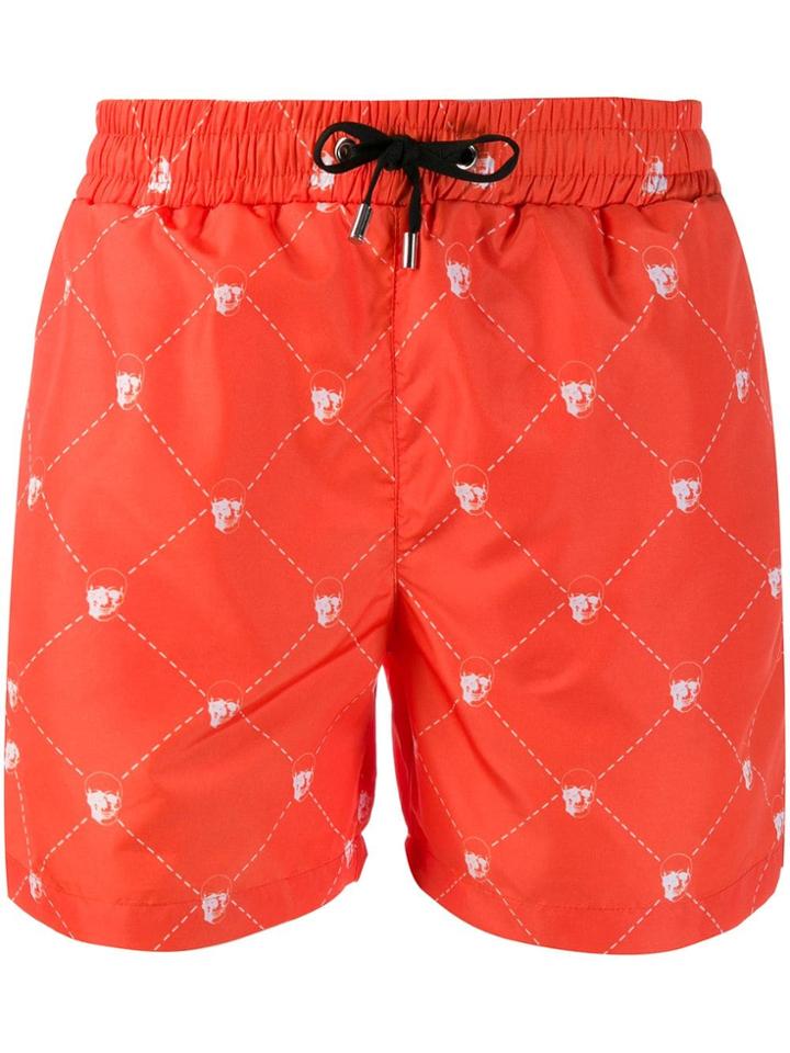 Philipp Plein Skull Drawstring Swim Shorts - Orange